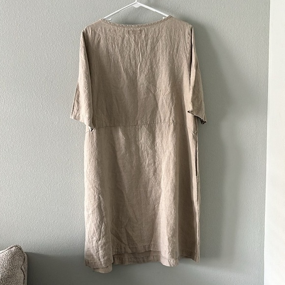 Flax 100% Linen Simple Dress in Natural NWT - Picture 3 of 6